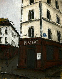 パリ 風景画 絵画 油絵 フランス 油彩画 中野克彦 「街角のビストロ」 額付き　国内送料無料