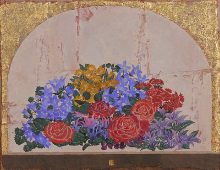 楽天市場】【作家名】中西賢二 【作品名】花の窓 花 絵画 薔薇 油絵 