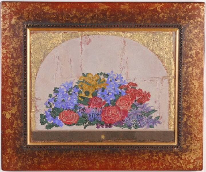 楽天市場】【作家名】中西賢二 【作品名】花の窓 花 絵画 薔薇 油絵 