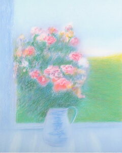 【作家名】アンドレ・アングル【作品名】青い花瓶の花 花 絵画 静物画 絵 リトグラフ 版画 額付き 国内送料無料