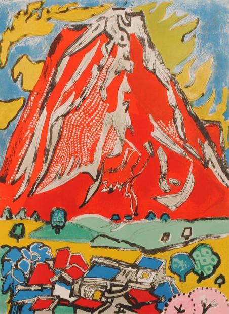 楽天市場】片岡球子 富士宮の赤富士 富士山 絵画 赤富士 静岡県富士宮