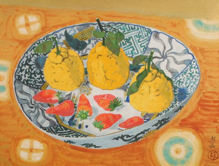 楽天市場】小倉遊亀 明果 静物画 絵画 蜜柑 苺 和風 日本画家 