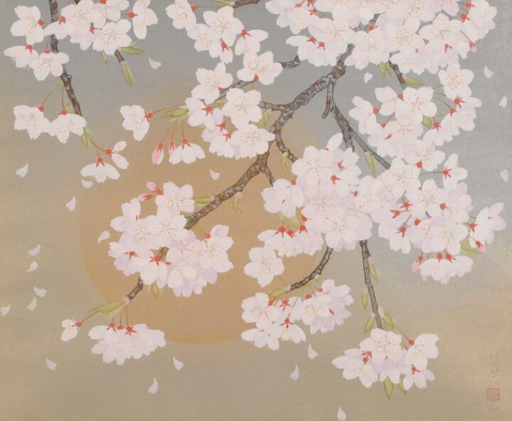楽天市場】森田りえ子 朧ろ月 桜 絵画 満月 和風 インテリア 木版画 