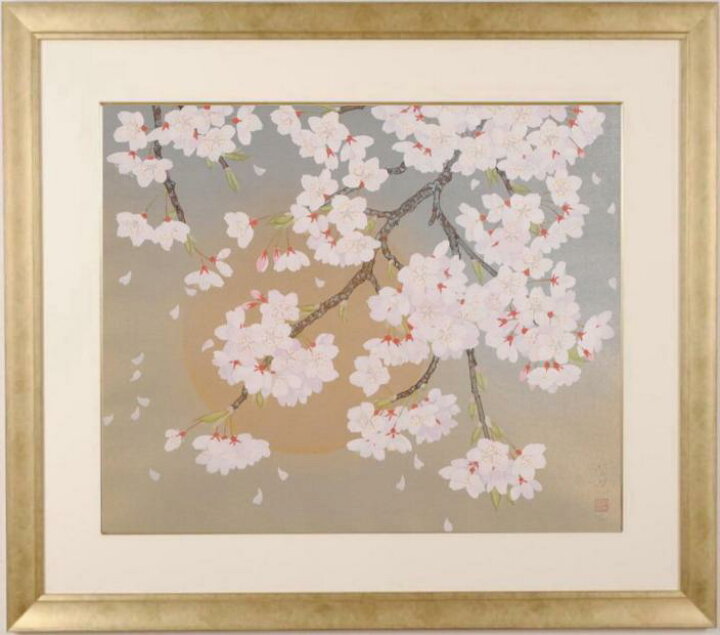 楽天市場】森田りえ子 朧ろ月 桜 絵画 満月 和風 インテリア 木版画 