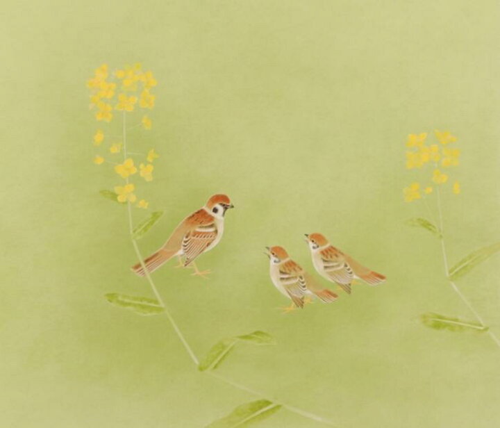 楽天市場】上村淳之 暖日 鳥 絵画 雀 和風 日本画家 インテリア 