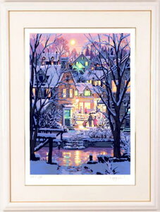 笹倉鉄平 ニューイングランドの冬 アメリカ 風景画 冬景色 絵画 シルクスクリーン 版画 インテリア プレゼント コレクション 新築祝い 開店祝い 新品額付き 国内送料無料 ■