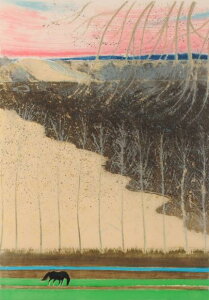 馬 絵画 風景画 リトグラフ 版画 アンドレ・ブラジリエ 「ルペーニュの沼」 額付き　国内送料無料