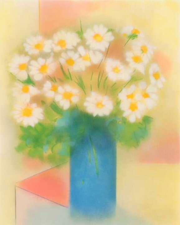 楽天市場 花 絵画 マーガレット リトグラフ 版画 ダン パルトゥーシュ 青い花瓶とマーガレット 額付き 国内送料無料 アートギャラリーモトカワ