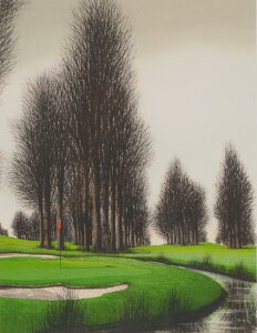 ゴルフ場 絵画 風景画 リトグラフ 版画 ジャック・デペルト 「ムーフィールドの2番ホール」 額付き　国内送料無料