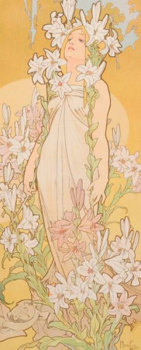 楽天市場】アルフォンス・ミュシャ 花・百合 アールヌーボー 絵画 
