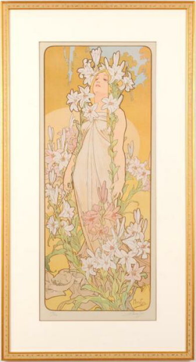 楽天市場】アルフォンス・ミュシャ 花・百合 アールヌーボー 絵画 