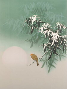 【作家名】デビット・リー 【作品名】冬の荒野 鳥 絵画 雀 和風 リトグラフ 版画 額付き インテリア 全国送料無料