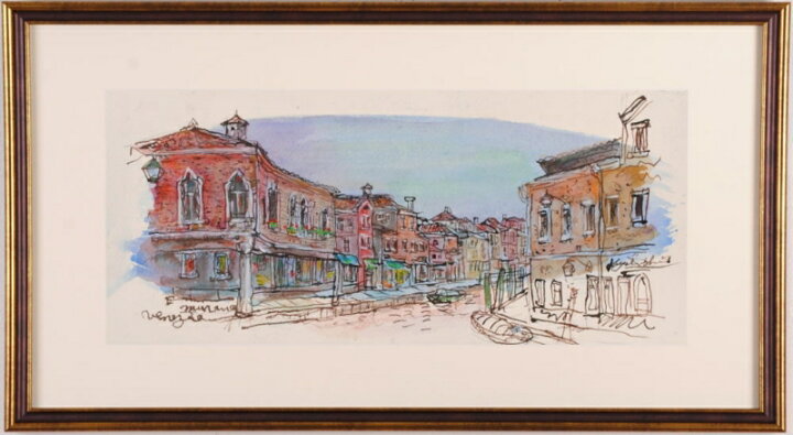 楽天市場】イタリア 風景画 絵画 ベニス 水彩画 ベネチアングラス 石井 