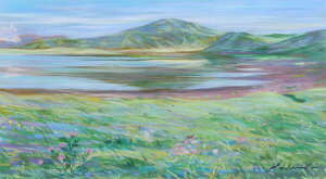 【作家名】石井清 【作品名】草千里ヶ浜 阿蘇 風景画 絵画 熊本 パステル画 額付き インテリア 全国送料無料