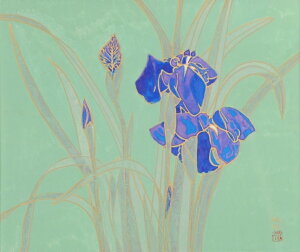 【作家名】三沢英伍 【作品名】菖蒲 花 絵画 菖蒲 日本画 和風 額付き インテリア 送料無料