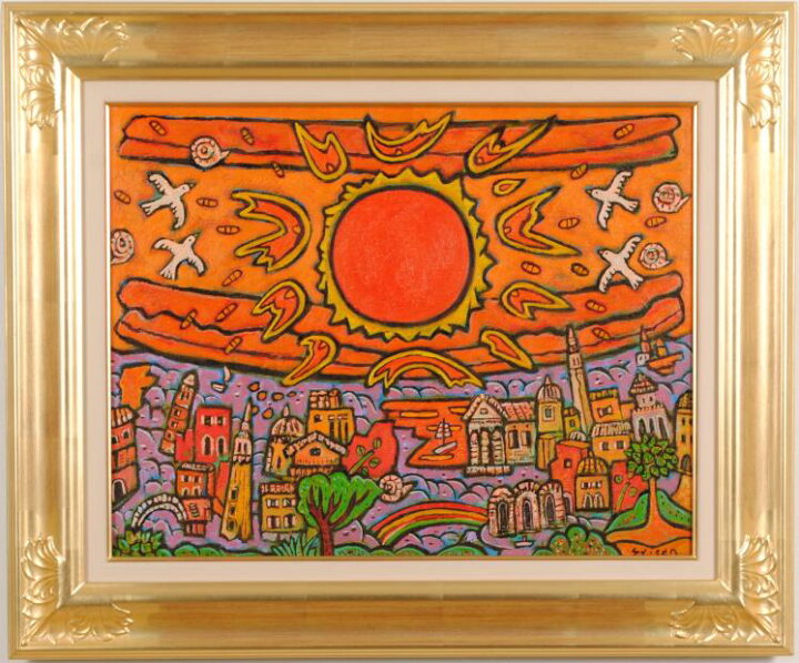楽天市場】今永清玄 かがやく街 風景画 絵画 油絵 インテリア 一点物 