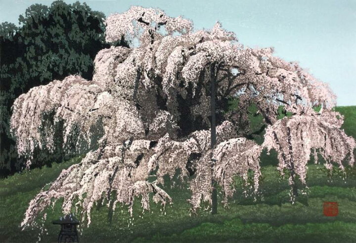 楽天市場】宮本秋風 三春の滝桜 桜 絵画 風景画 インテリア 和風 木 