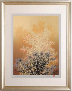 池上壮豊 流季-8-A 木 絵画 樹 森 シルクスクリーン 版画 インテリア プレゼント コレクション 新築祝い 開店祝い 新品額付き 国内送料無料