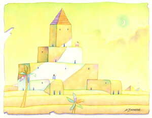 【作家名】田原健二 【作品名】スフィンクスの眠る夜 インテリア 絵画 プレゼント 水彩画 新築祝い 開店祝い 額付き 国内送料無料