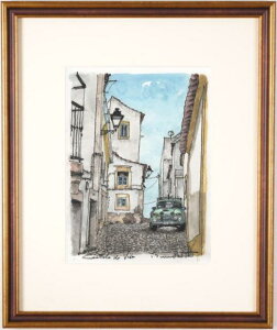 高橋文平 カステロ・デ・ヴィデ・5 ポルトガル 絵画 風景画 自動車 水彩画 インテリア プレゼント コレクション 新築祝い 開店祝い 新品額付き 国内送料無料 ■