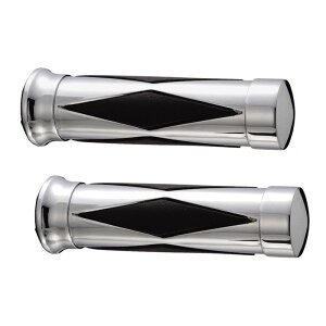 キジマ (KIJIMA) 201-641 アルミカバーグリップ ダイヤカットタイプ インチハンドル用 左右セット 全長154mm内寸144mm外径39φ メッキ/ブラック ドラッグスター STEED ハーレー