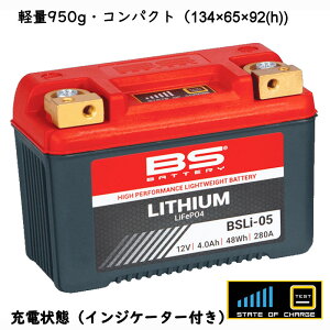BS�o�b�e���[ BSLi-05 ���`�E���o�b�e���[ �o�C�N�p �y�� �R���p�N�g ������ 12V 4.0AH 48WH 280A