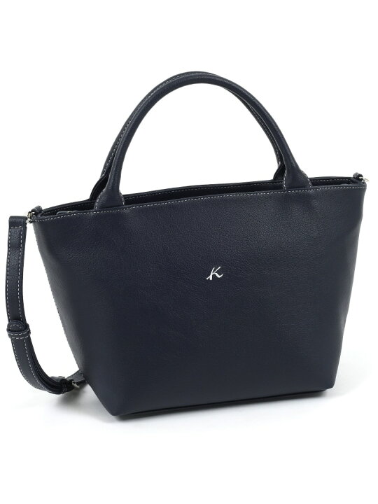 美品 キタムラ パスケース 2way トートバッグ 肩がけ 自立 ネイビー 