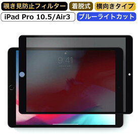 【ポイント2倍】 iPad Air 10.5 / iPad Pro 10.5 向けの （横向タイプ） 覗き見防止 着脱式 プライバシーフィルター ブルーライトカット保護フィルム 反射防止 粘着式 取り外し可能