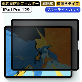 iPad Pro 12.9 ( 2022 第6世代 M2 / 第5世代 / 第4世代/ 第3世代) 向けの （横向タイプ） 覗き見防止 着脱式 プライバシーフィルター ブルーライトカット保護フィルム 反射防止 粘着式 取り外し可能