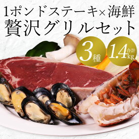 【26日1時59分まで8,900円→7,980円】 BBQ 焼肉 セット 肉 海鮮 3〜4人前 BBQセット 1ポンド ステーキ ＆ ムール貝 ＆ ロブスター 贅沢グリル お中元 夏ギフト ギフト 赤身 バーベキュー 食材 贈り物 お祝い プレゼント 冷凍食品 お取り寄せグルメ