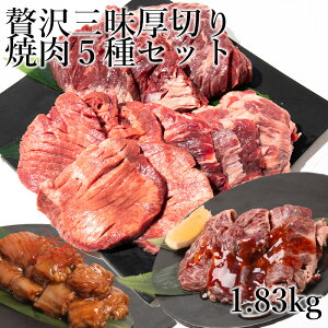 【1,000円OFFクーポン配布中】 焼肉 焼肉セット 福袋 ギフト 焼き肉 バーベキュー 牛タン ハラミ カルビ 牛はらみ バーベキューセット お取り寄せグルメ BBQ 3〜4人前 冷凍食品 贅沢三昧厚切り
