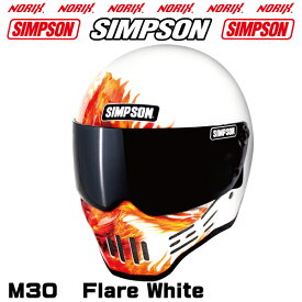 SIMPSON 【M30】フレアホワイトオプションシールドプレゼントSG規格送料代引き手数無料NORIXシンプソンヘルメットM30復刻フルフェイスMODEL 30 FLARE WHITE