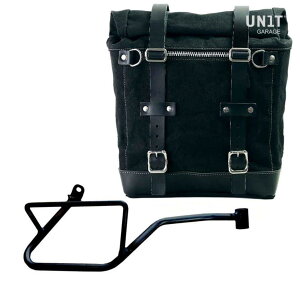 モトグッチV7 850 キャンバスサイドバッグスクラム22-30L ブラック/ブラック&サポート 右側 ユニットガレージ