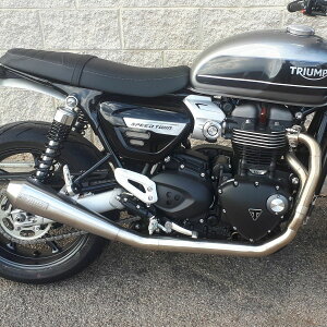 ★エントリーでポイント10倍★トライアンフ スピードツイン Trombレトロ ステンレス2in1 フルエキゾーストマフラー マットブラック MASS Exhaust