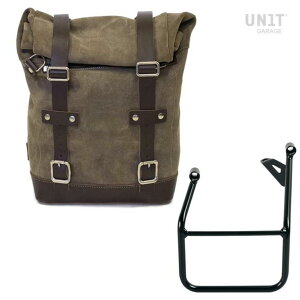 BMW R1300GS ワックス防水加工スエードレザーサイドバッグ 10L-14L モスグレイ &サイドバッグサポート フレーム左側キット ユニットガレージ