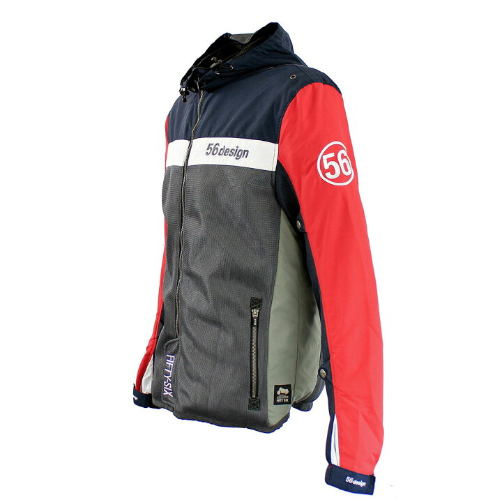 56design ハーフメッシュパーカー EVO カーマインレッド Mサイズ（楽天  