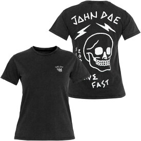 Tシャツ ジョンドゥー ”ライブ ファスト スカル” Tシャツ ウーマン バイク ウェア トップス John Doe