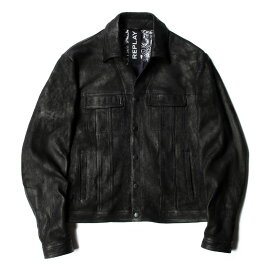 リプレイ レザージャケット ウィズ ボタン バイク ウェア アウター REPLAY LEATHER JACKET WITH BUTTONS