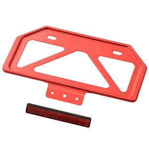 デイトナ 17664 バイク用 軽量ナンバープレートホルダー リフレクター付き レッド Mサイズ(原付用山型)
