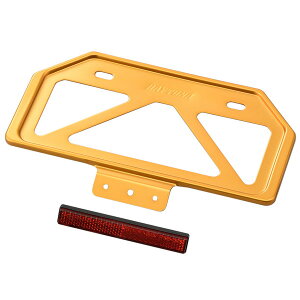 デイトナ 17667 バイク用 軽量ナンバープレートホルダー リフレクター付き ゴールド Mサイズ(原付用山型)