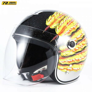 72JAM Helmet IWK-05 IWAKI Fifty one Feather Design CG[tFU[ ubN/Vo[Of[Vx[X OXdグ KIDSTCY(52-55cm)
