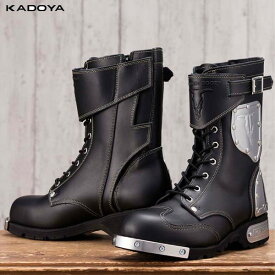 カドヤ(KADOYA) SHINYA REPRICA (シンヤレプリカ) バイク用 ブーツ ハンマーブーツ ショート ブラック/シルバー 4512-0