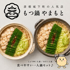 【ご自宅で簡単もつ鍋】国産牛もつ鍋 1人前×2種 食べ比べセット（みそ・しょうゆ） 冷凍 ギフト もつ鍋やまもと 彦根城下町 もつ鍋専門店 個包装 一人鍋 小腸 ちゃんぽん麺 薬味付き お取り寄せグルメ 贈り物 お中元 御歳暮 御祝
