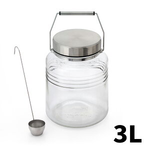 ステンレスキャップ 保存瓶 3L レードル付 保存容器 ガラス ガラス製 保存瓶 貯蔵瓶 梅酒瓶 果実酒瓶 漬物容器 おしゃれ 容器 入れ物 キッチン雑貨