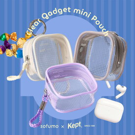 MOTTERU (モッテル) sofumo×Kept カラビナ付き ミニポーチ クリア 透明 収納 自立 AirPods 小物 推し活グッズ 全3色 (MOT-ACCPCH02)