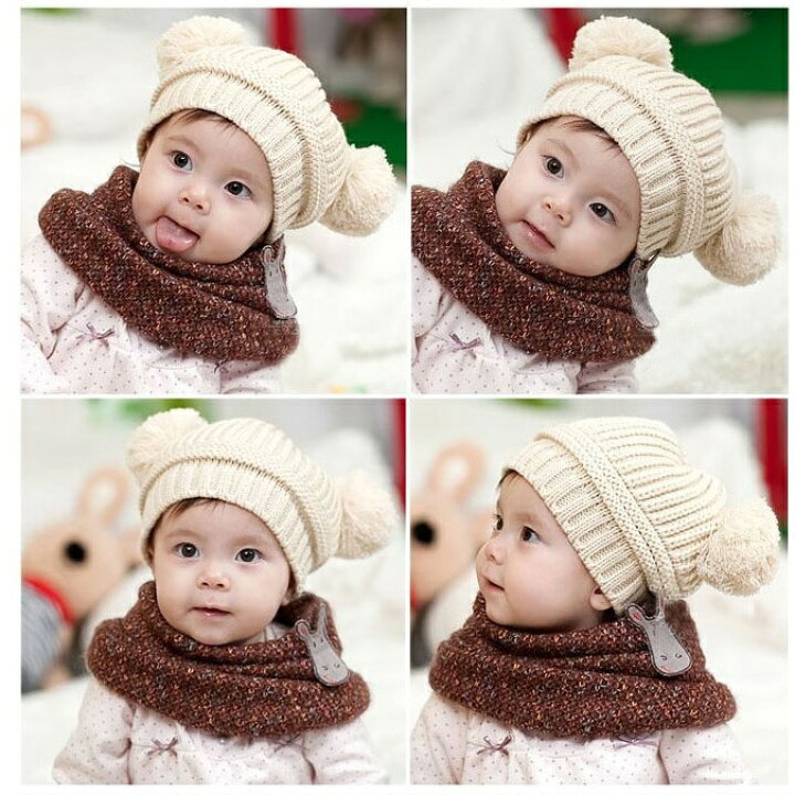 楽天市場 送料無料 子供用 帽子 ニット帽 ボンボン付き リブニット 手編み風 ニットキャップ 赤ちゃん ベビー シンプル 無地 冬帽子 Motto Motto