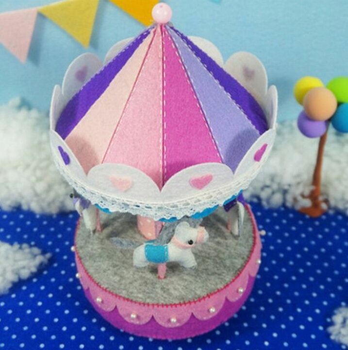 楽天市場 送料無料 手芸セット 素材セット 手作り ハンドクラフト ハンドメイド かわいい 裁縫 手縫い 可愛い 手芸 手芸キット メリーゴーランド 馬 うま ウマ インテリア 飾り オルゴール Motto Motto