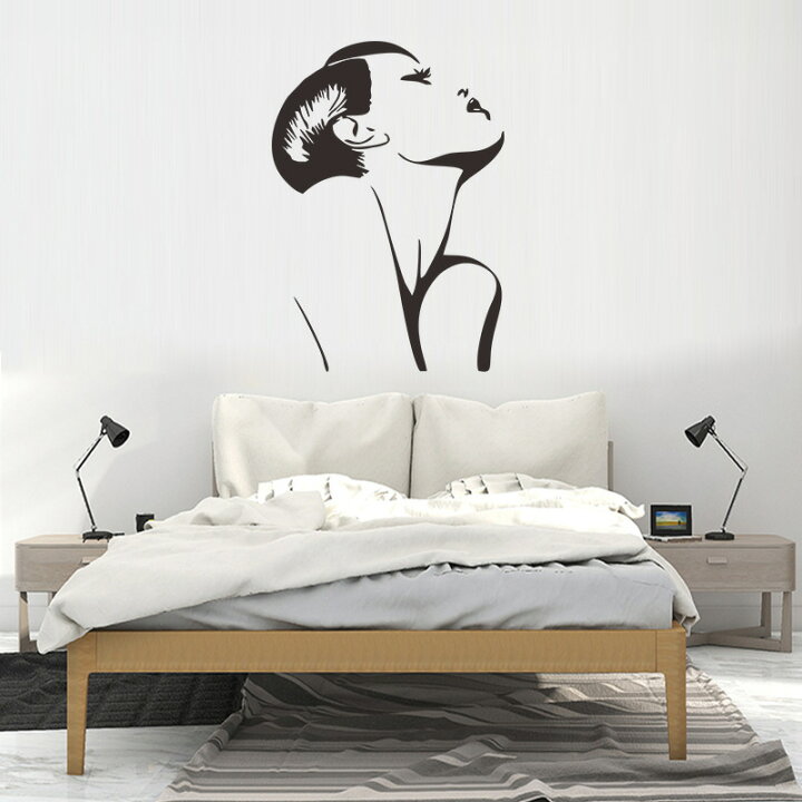 楽天市場 送料無料 ウォールステッカー 転写式 壁紙シール モノトーン モノクロ 美女 女性 美人 きれい 窓 ガラス 壁シール ユニーク 面白い おしゃれ おもしろい 飾り付け ルームデコレーション ウォールデコレーション Diy 模様替え 壁面装飾 壁装飾 Motto Motto