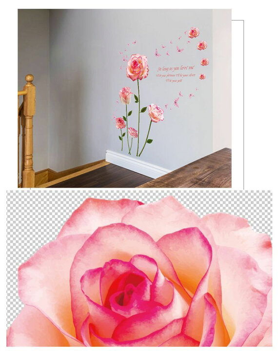 楽天市場 送料無料 ウォールステッカー インテリア 壁紙 模様替え シール ステッカー イラスト 花 フラワー バラ ローズ ピンク 部屋 おしゃれ Diy リメイク かわいい キッチン リビング お風呂場 バスルーム 寝室 ベッドルーム 子供部屋 簡単 Motto Motto
