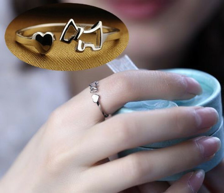 楽天市場 送料無料 指輪 リング フリーリング オープンリング デザインリング 犬 イヌ ハート レディース アクセサリー ジュエリー お洒落 可愛い プレゼント プチギフト Motto Motto